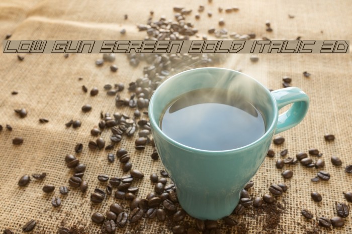 Low Gun Screen Bold Italic 3D Font examples