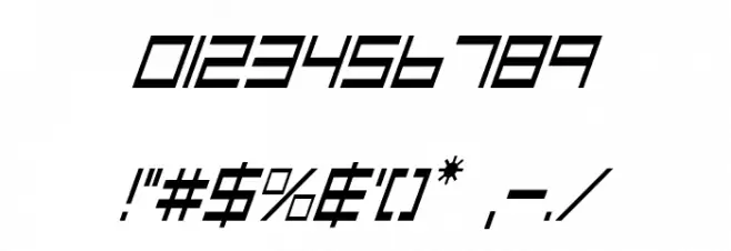 Low Gun Screen Condensed Italic Font OTHER CHARS