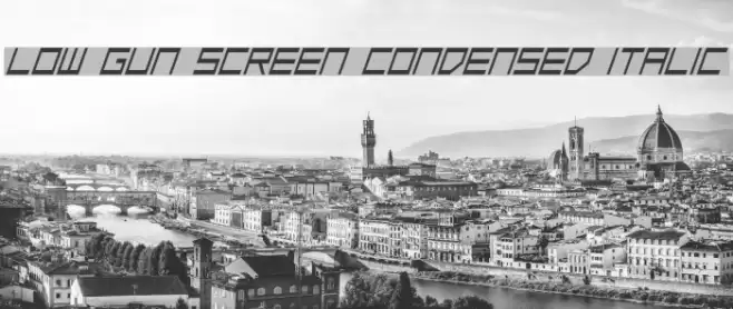 Low Gun Screen Condensed Italic Font examples