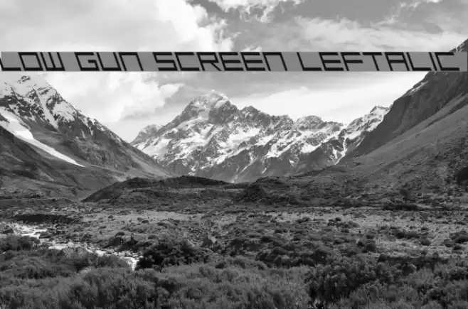 Low Gun Screen Leftalic Font examples