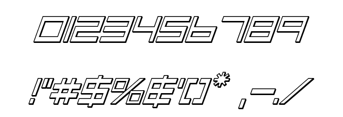 Low Gun Screen Outline Italic Font OTHER CHARS