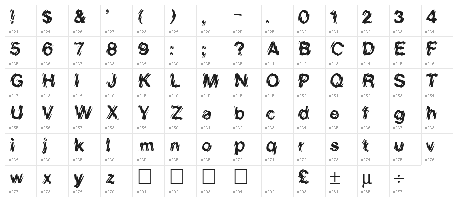 LowWe Regular Character Map