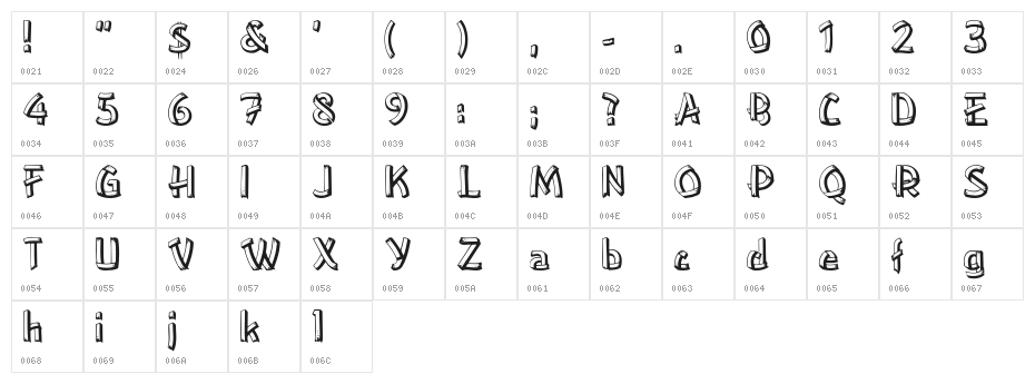 Lower-EastSide Regular Character Map