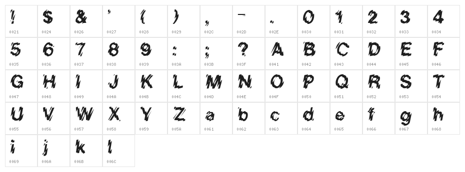 Lower-WestSide Regular Character Map