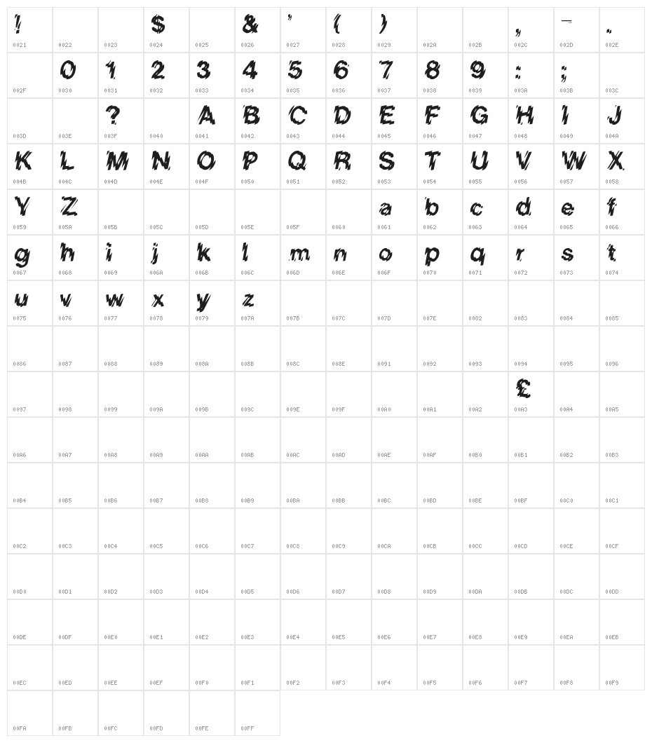 Lower-WestSide Character Map