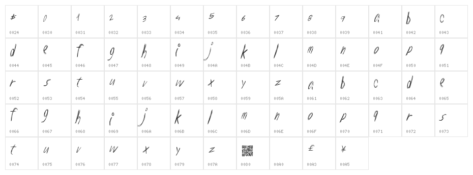 LowerScratch Character Map