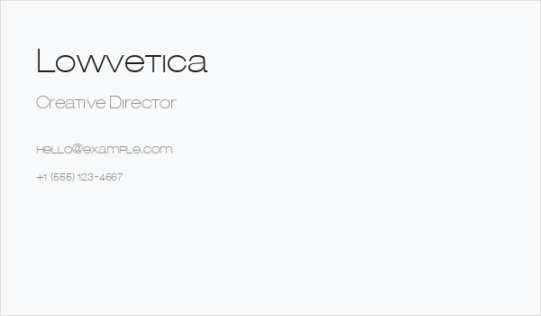 Lowvetica Business Card