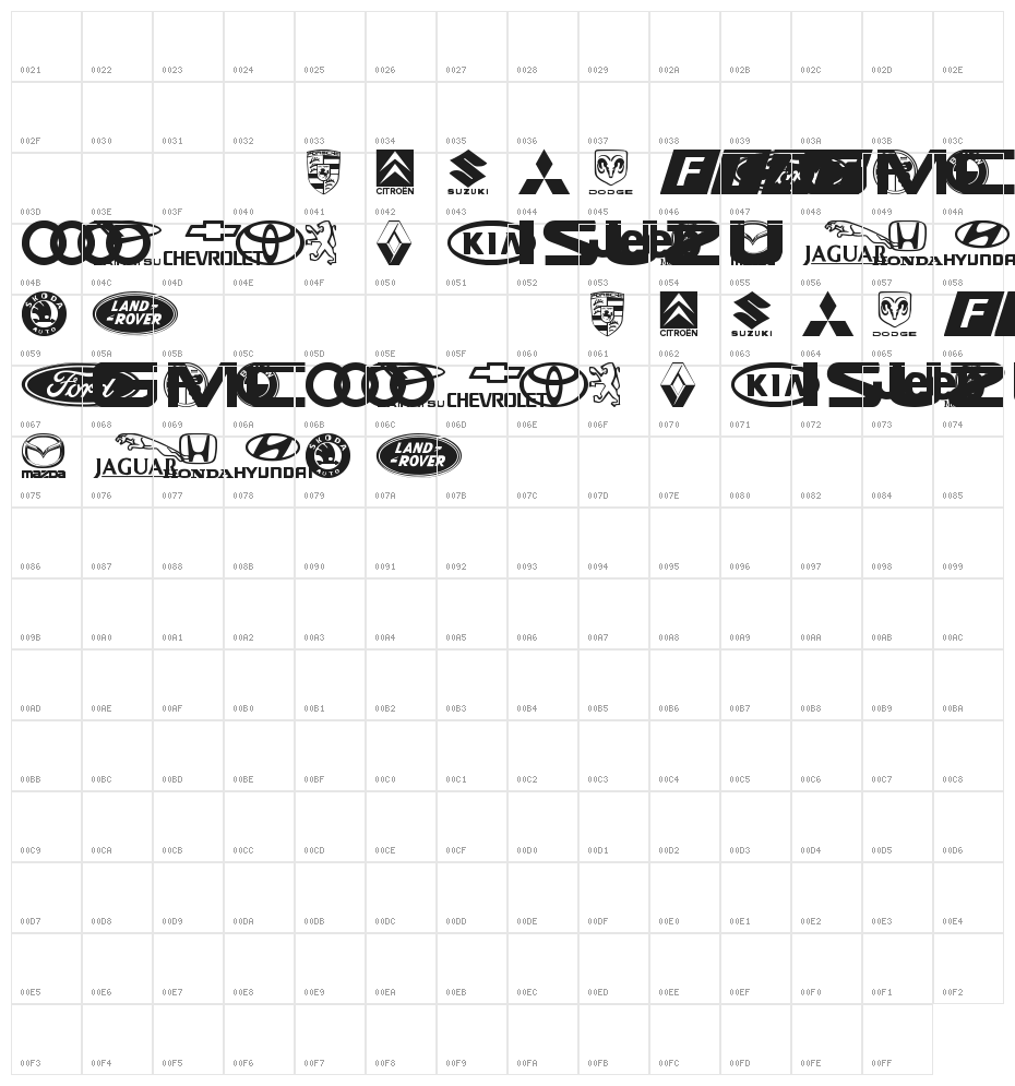 logocarsbats tfb Character Map