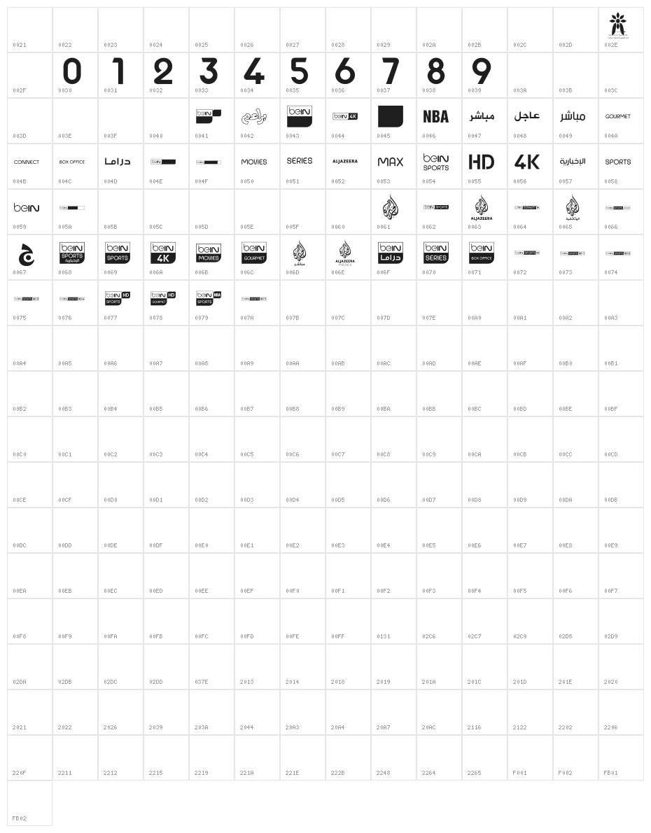 logos bein aljazeera Character Map