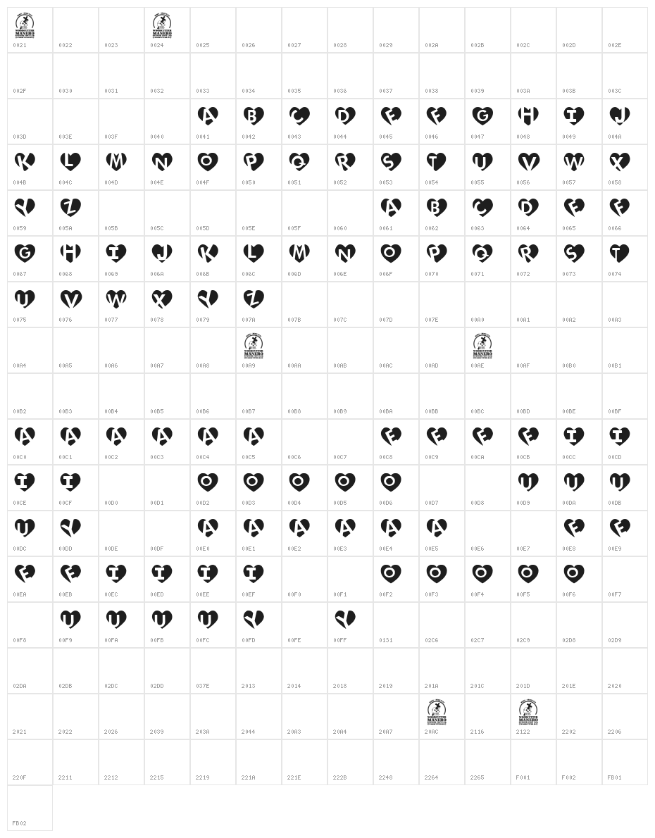 love initials Character Map