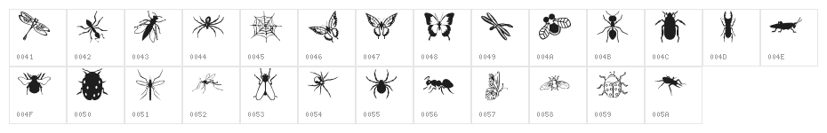 lpinsects Character Map