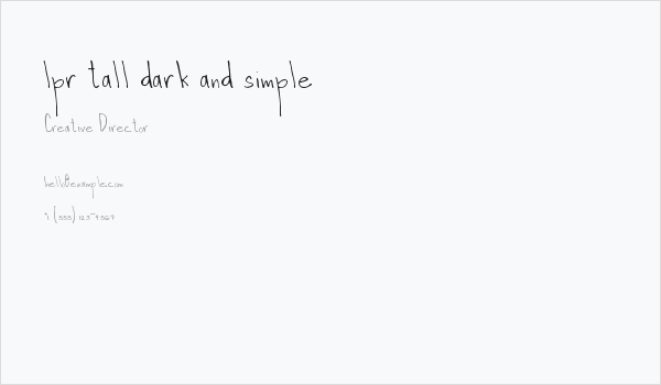 lpr tall dark and simple Business Card