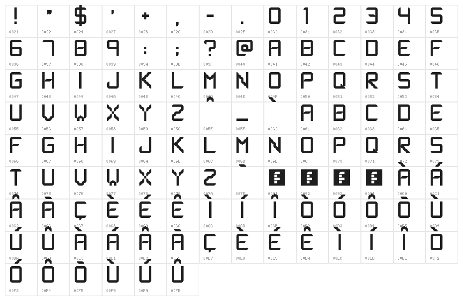 lsfont Regular Character Map