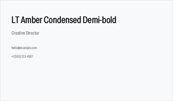LT Amber Condensed Demi-bold Business Card