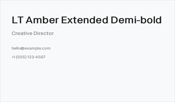 LT Amber Extended Demi-bold Business Card