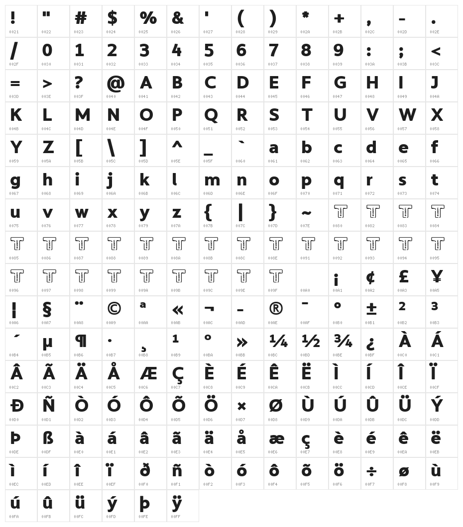 LT Asus Heavy Character Map