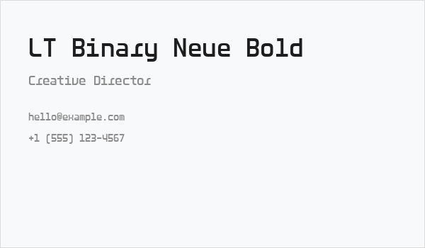 LT Binary Neue Bold Business Card
