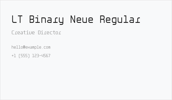 LT Binary Neue Regular Business Card