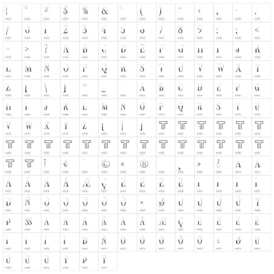 LT Carpet Gradient Medium Character Map