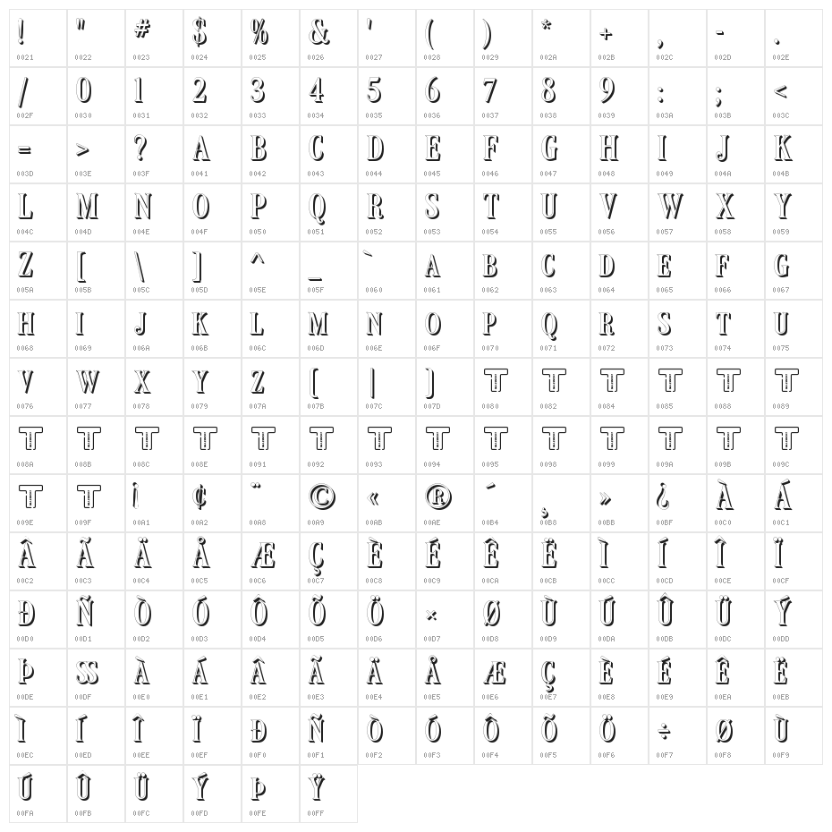LT Carpet Shadow Medium Character Map