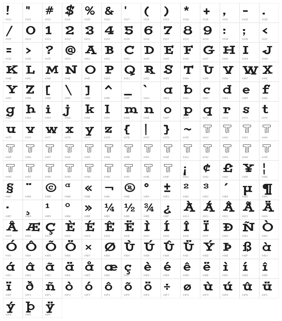LT Leap Medium Character Map