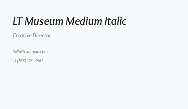 LT Museum Medium Italic Business Card