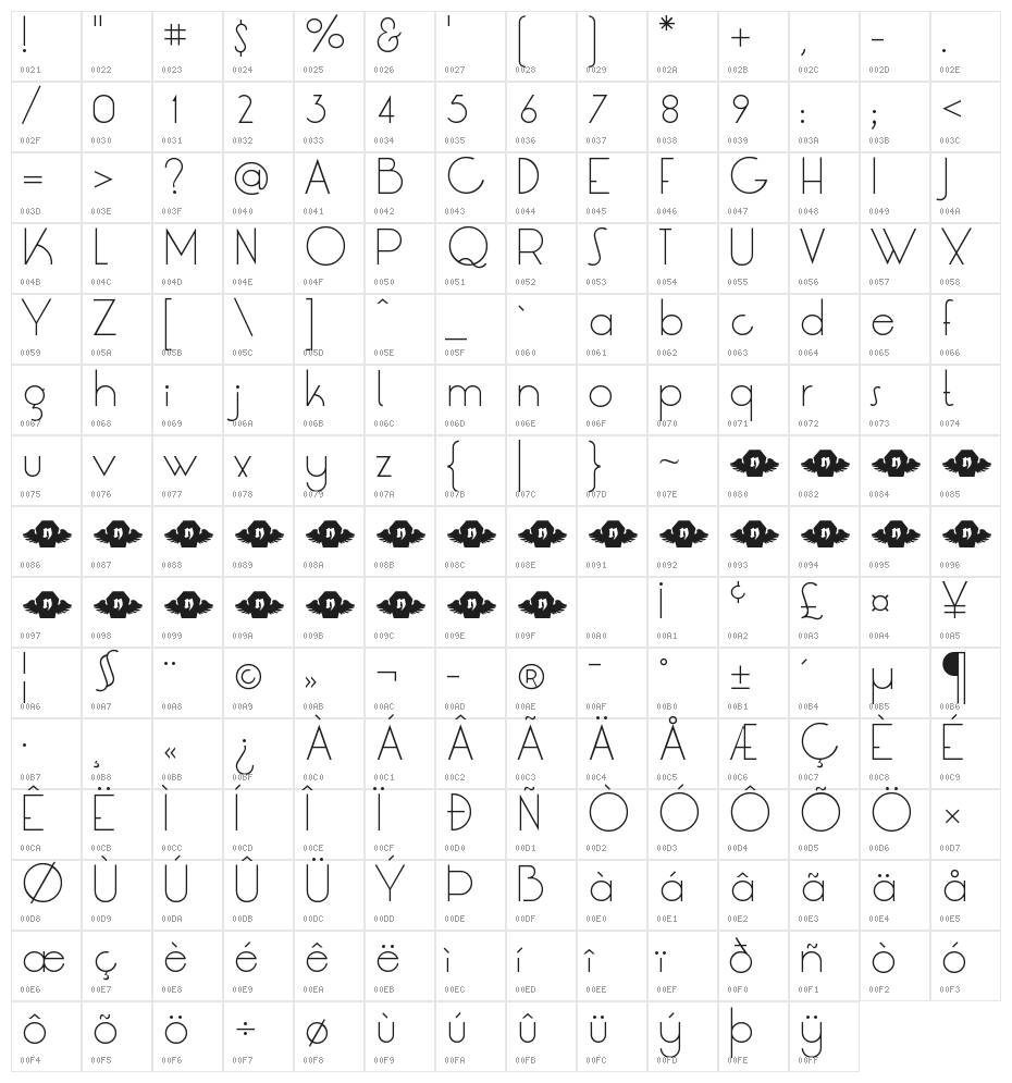 LT Oksana Light Character Map