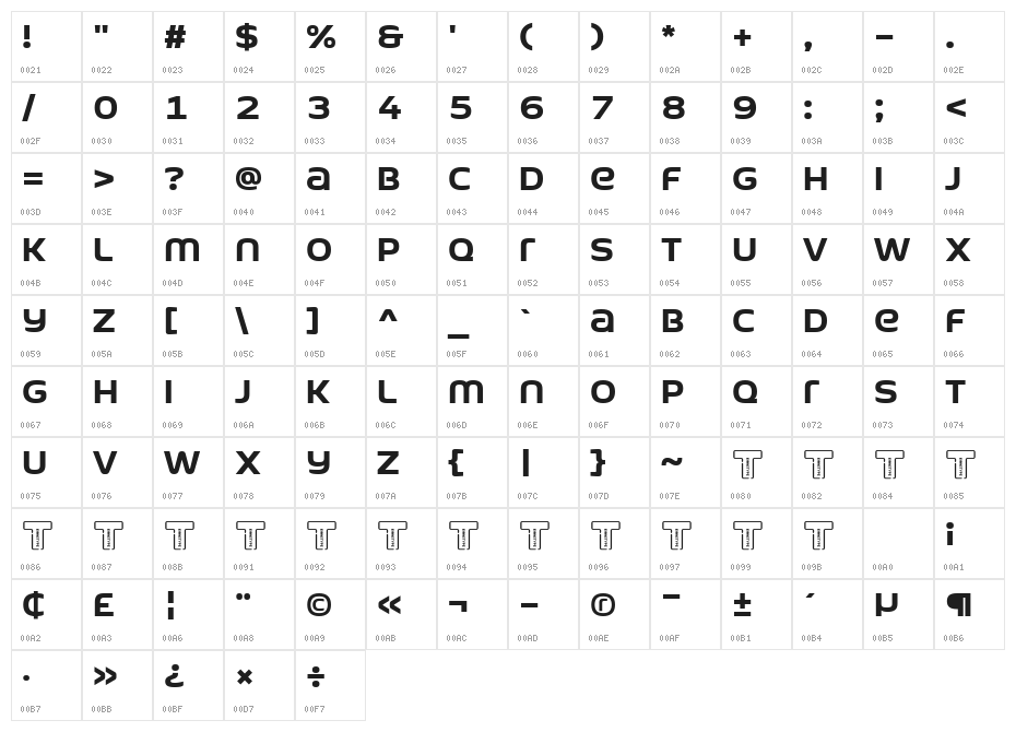 LT Wave UI Character Map