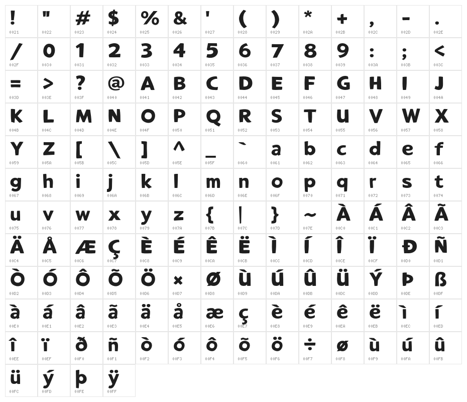 LTCrafted-Bold Character Map