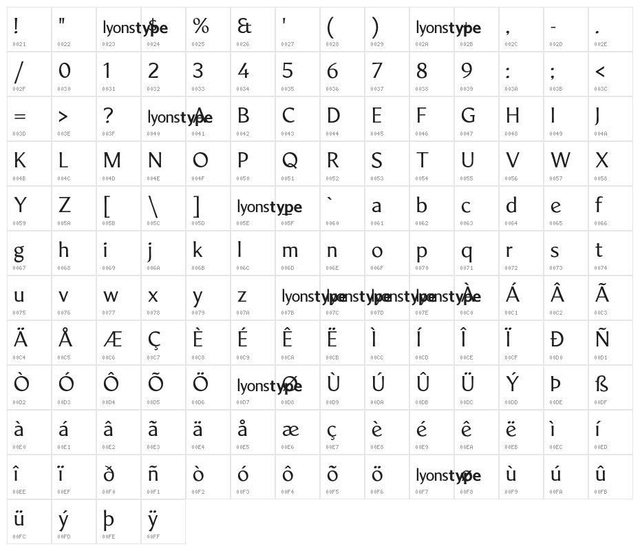 LTMarathon-Regular Character Map