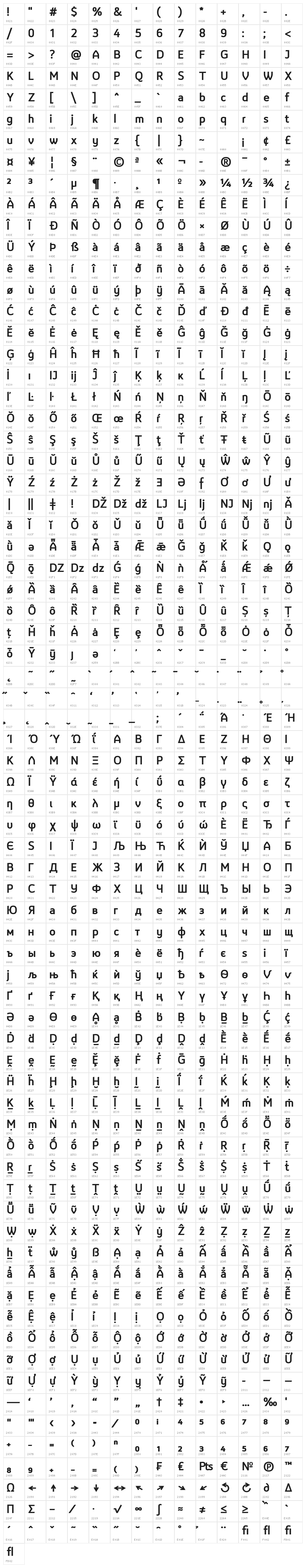 LTReponseBold Character Map
