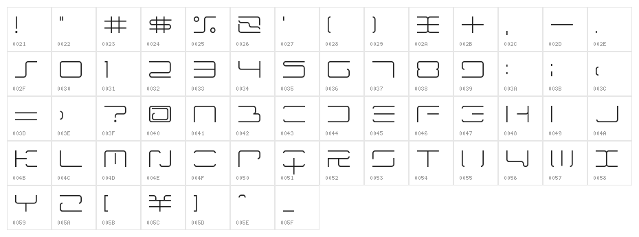 ltr-04:wireflame Character Map