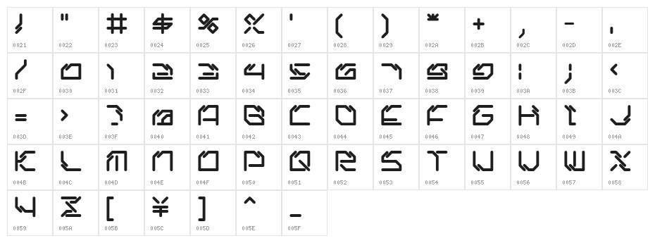 ltr-06:artcore Character Map