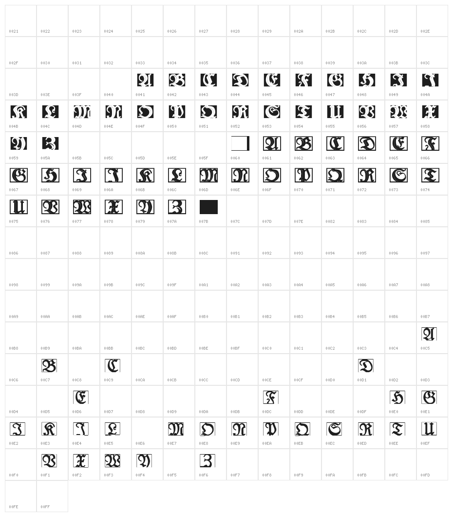 LuFraktorsoBroad Character Map