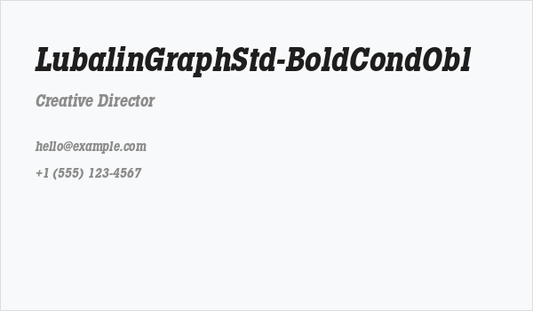 LubalinGraphStd-BoldCondObl Business Card