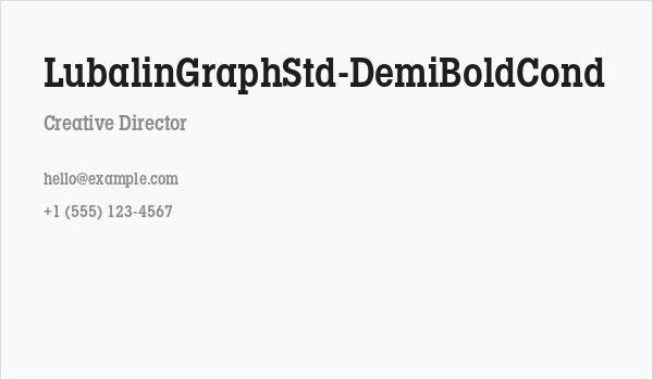 LubalinGraphStd-DemiBoldCond Business Card