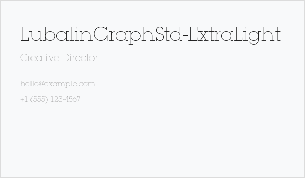 LubalinGraphStd-ExtraLight Business Card