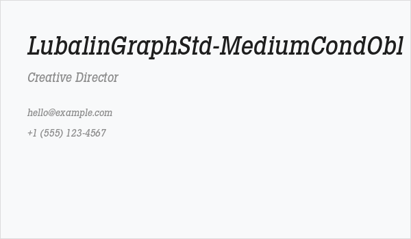 LubalinGraphStd-MediumCondObl Business Card