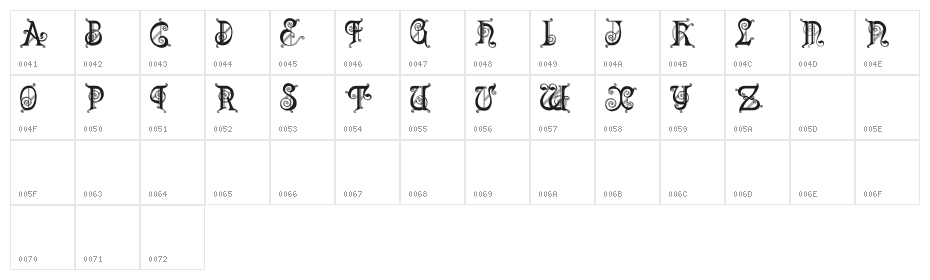 Lubna Caps Character Map