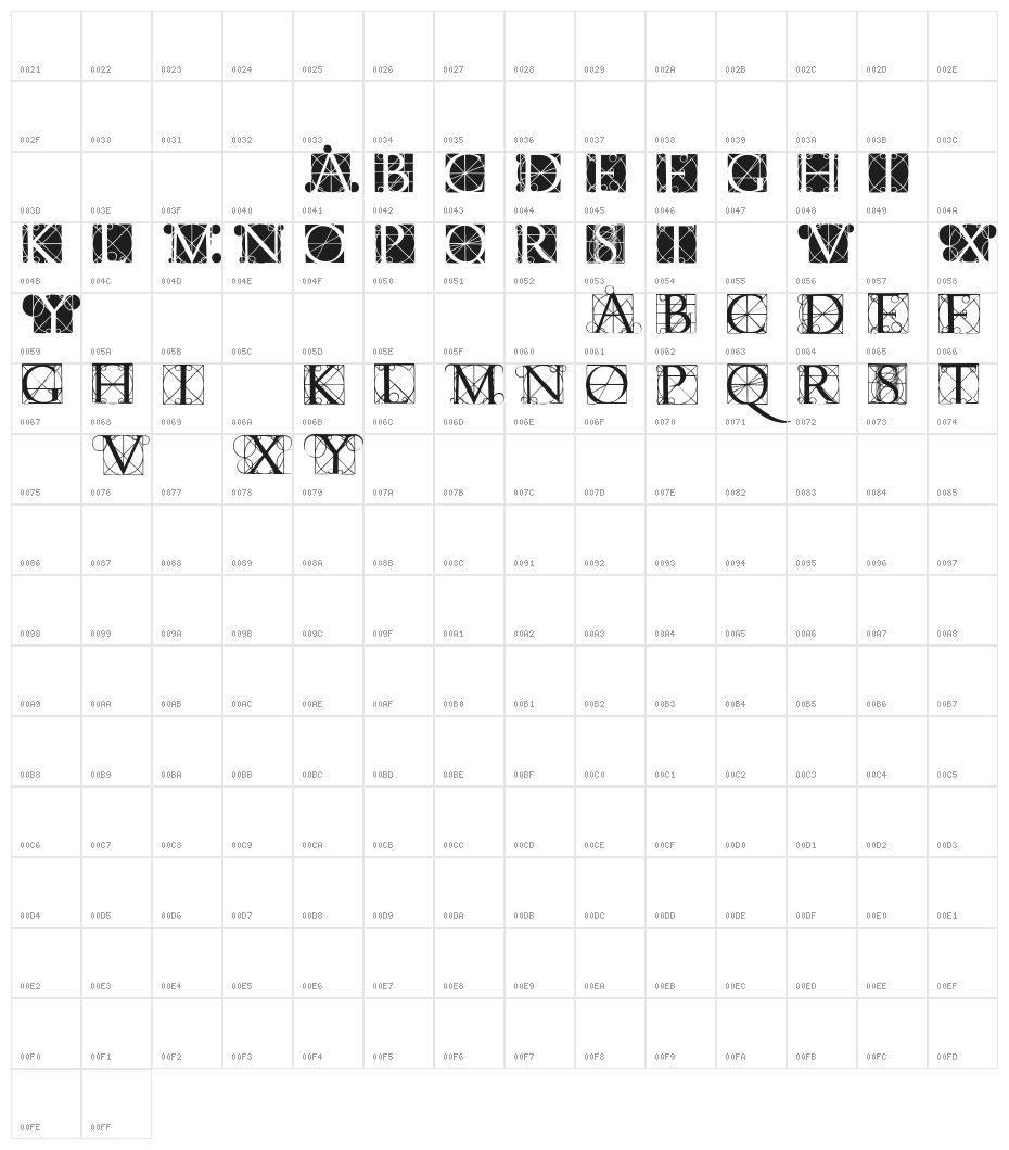 LucaPacioliCaps Character Map