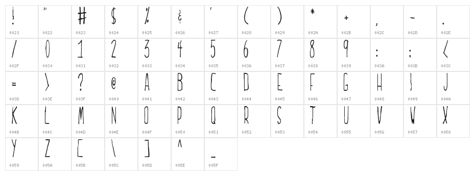 Lucidity Ballpoint Character Map