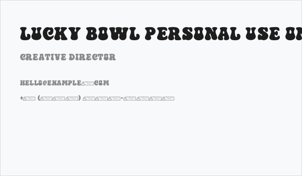 Lucky Bowl PERSONAL USE ONLY! Business Card
