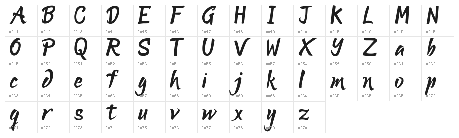 Lucky Dream Bold Demo Character Map