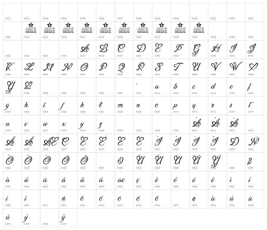 Lucy Said Ok Personal Use Italic Character Map