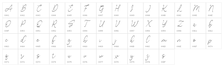 Lucylane Free Slant Character Map