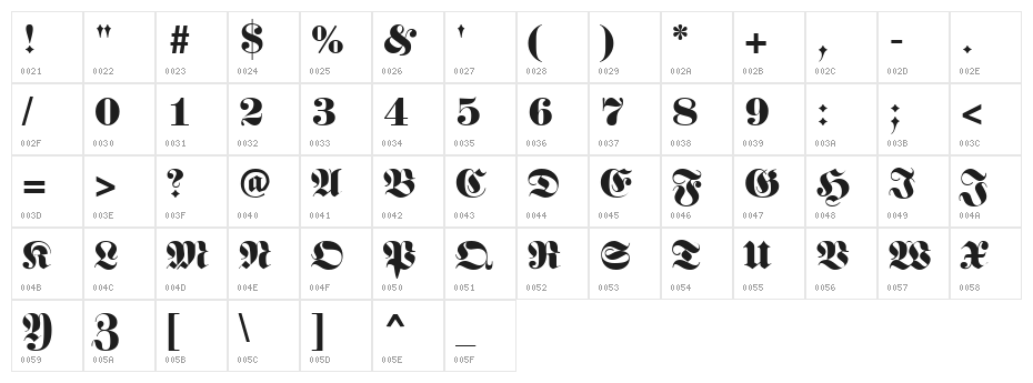 Luftwaffe Regular Character Map