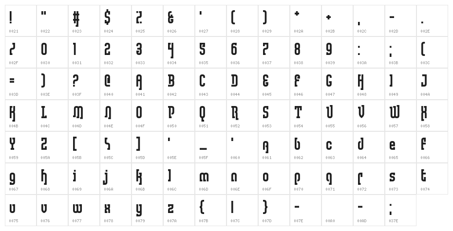 Lullaby Weight Character Map