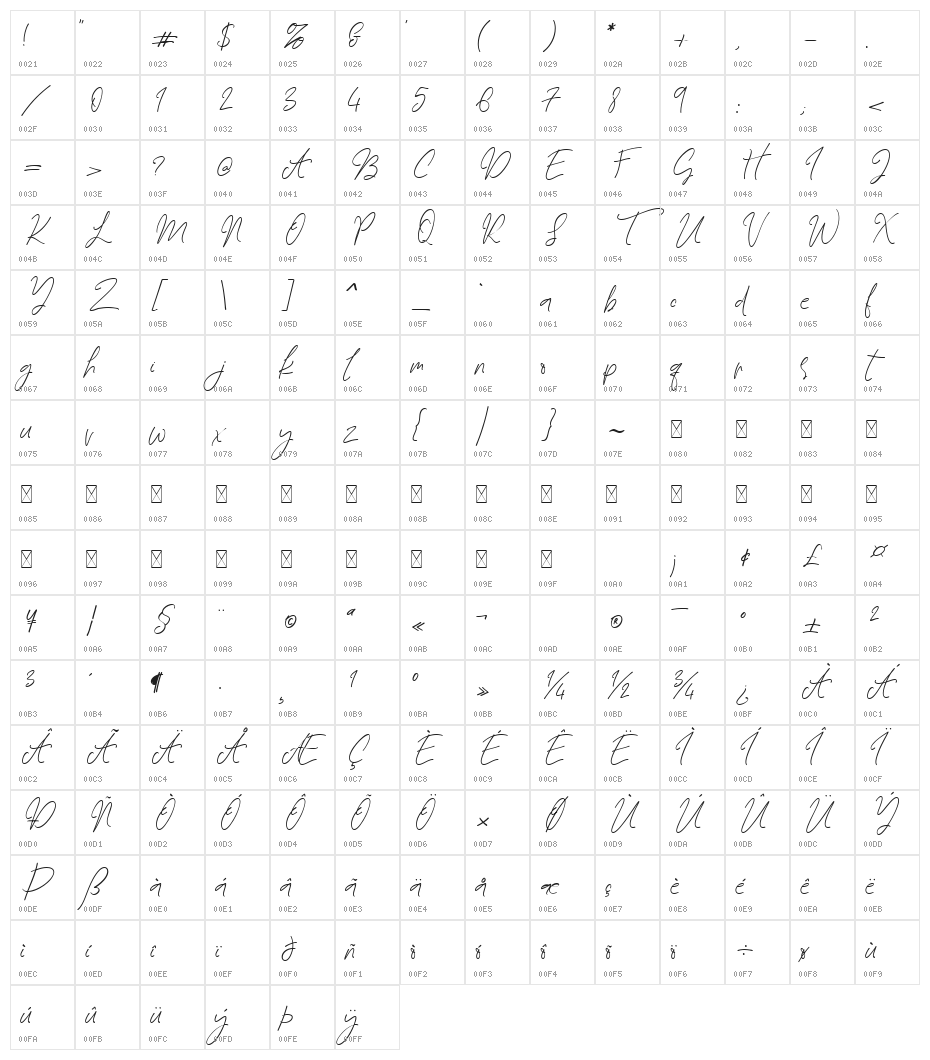 Luminous Gardenia Free Regular Character Map