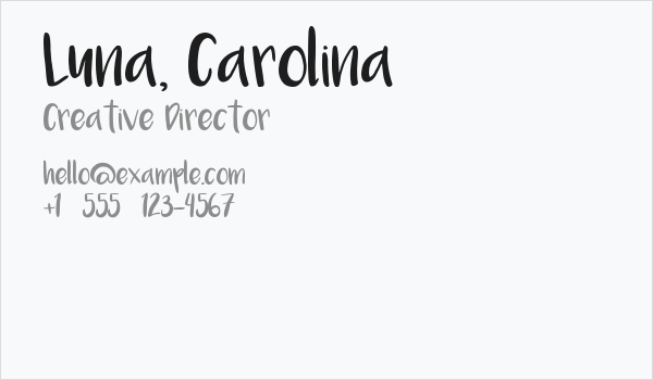 Luna, Carolina Business Card