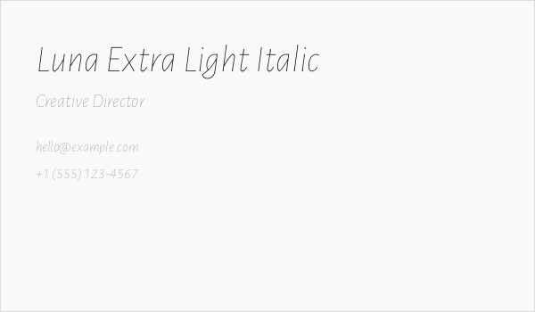 Luna Extra Light Italic Business Card
